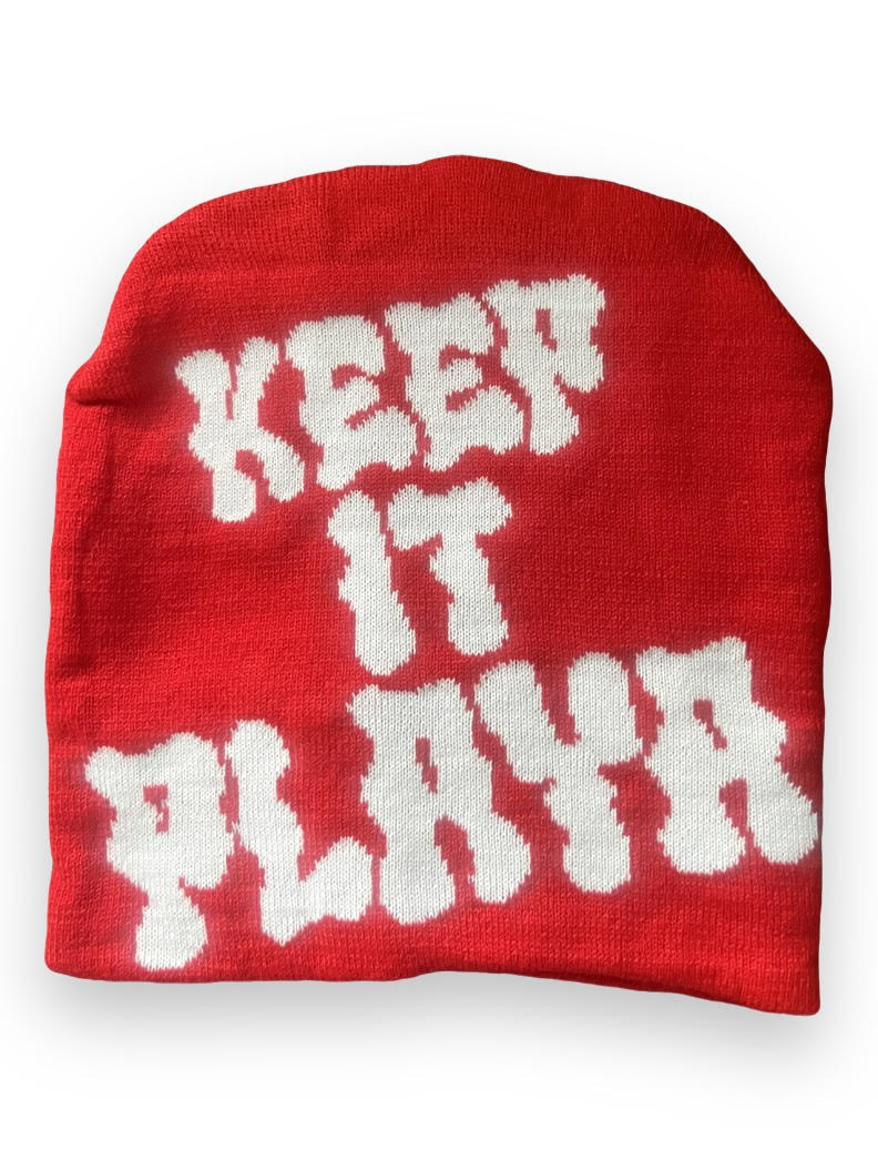 Satin Infused Red & White Playa Beanie