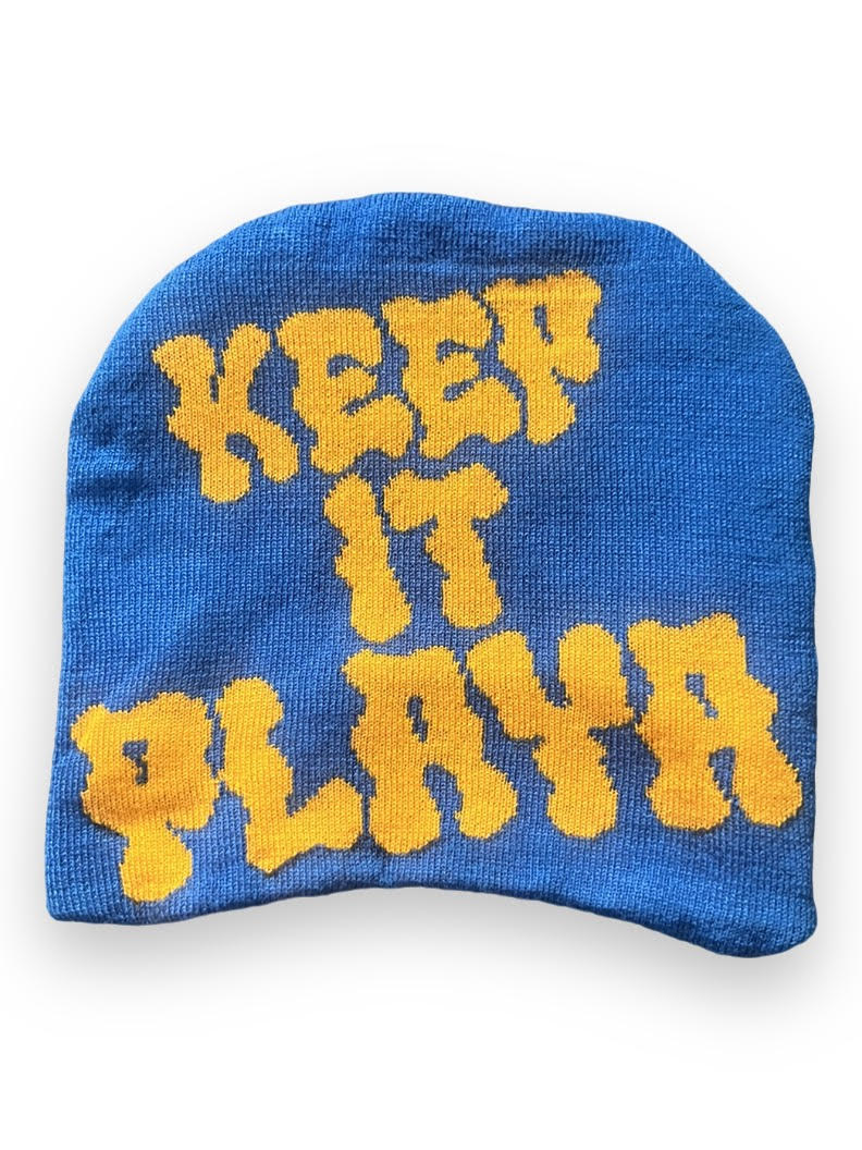 Satin Infused Blue & Yellow Playa Beanie