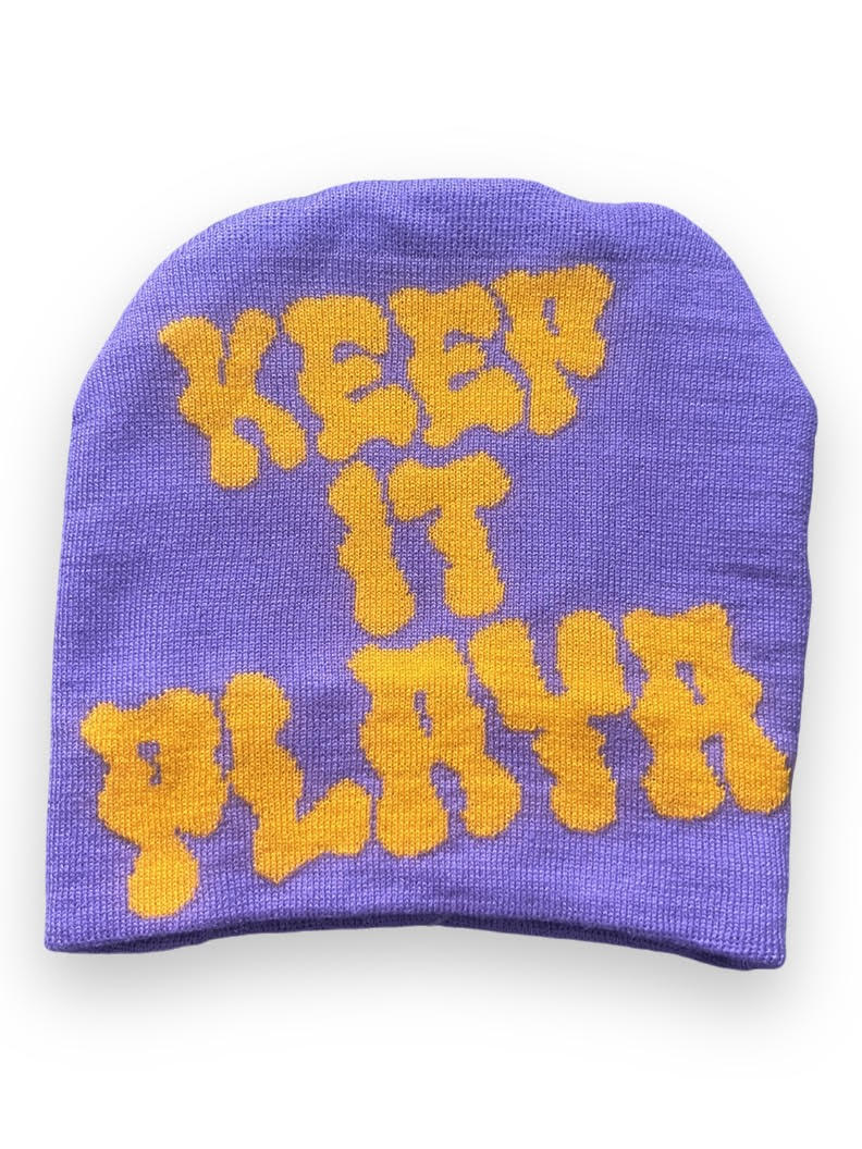 Satin Infused Purple & Yellow Playa Beanie